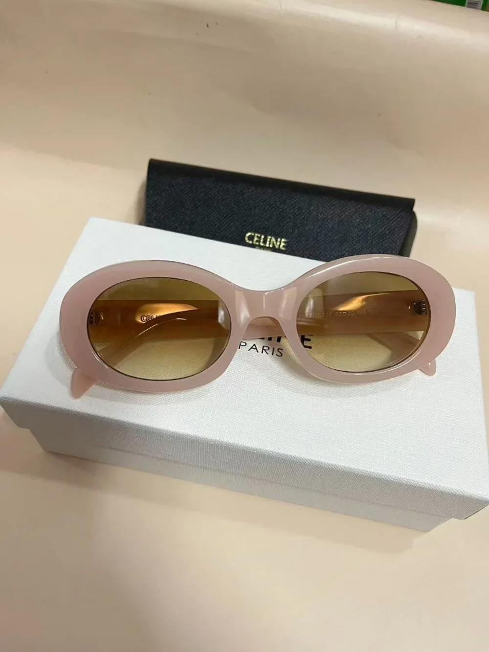 Celine Oval Pink Sunglasses - Smoky Brown Lenses - Brand New - Picture 1 of 8